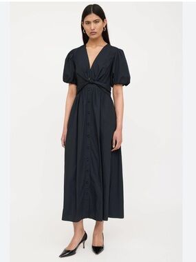 Derek Lam Black Button-Front Maxi Dress with Twist Waist